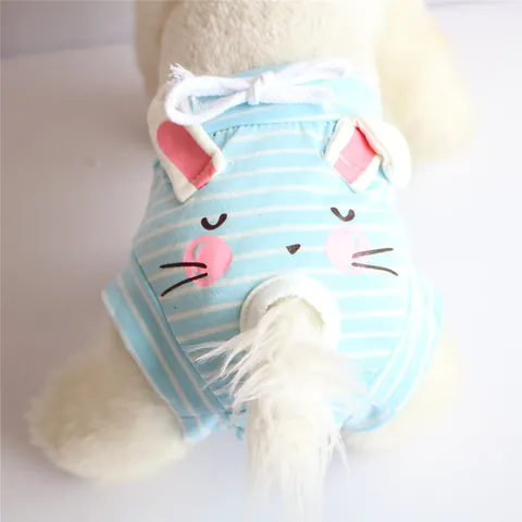 Cute Striped Pet Physiological Pants For Female Dogs Cotton Washable Dog Diapers With Rabbit Ears Sanitary Panties For Small Dogs