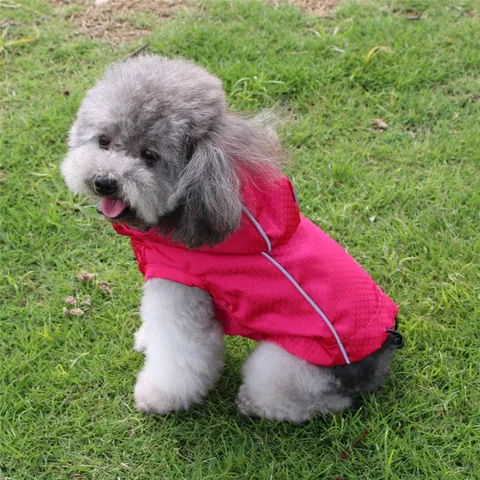 Waterproof Dog Windbreaker Jacket With Hood Reflective Strips Thickened Polar Fleece Lining Thermal Pet Winter Clothes For Small Dogs