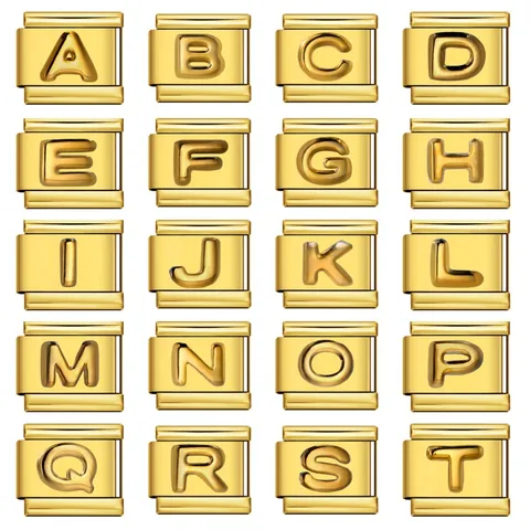 Gold Edelstahl Italienische Charm Armband Glied Konvexer Buchstabe DIY Modular Dehnbar Armband Zubehör Für Herren Damen Schmuck