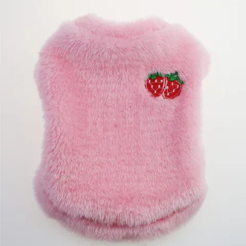 Warm Pluche Huisdier Vest Herfst Winter Hondenkleding Voor Kleine Honden Aardbei Kers Beer Borduren Teddy Bichon Fleece Kat Puppy Top
