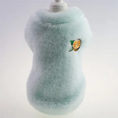 Winter Warm Plush Pet Vest Small Dog Clothes Embroidery Orange Puppy Fleece Apparel Two-legged Cat Sweatshirt Pet Supplies
