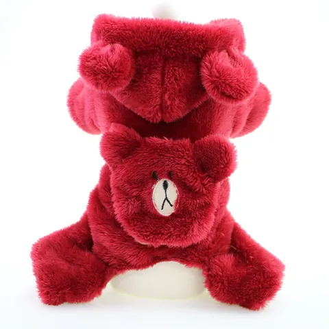 Combinaison Chien Automne Hiver Polaire Épaissie Motif Ours Dessin Animé Vêtements Quatre Pattes Pour Petits Chiens Teddy Bichon