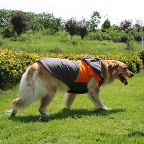 Large Dog Waterproof Storm Suit Reflective Fleece Lined Winter Outdoor Hooded Jacket For Labrador Golden Retriever Pet Apparel