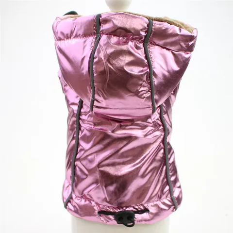 Reflective Metallic Pet Dog Padded Vest Winter Warm Hooded Jacket For Small Medium Dogs Bichon Teddy Clothes Apparel