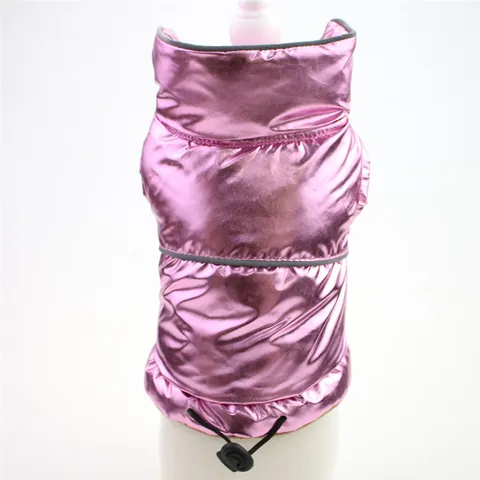 Metallic Pet Dog Winter Vest Thickened Padded Warm Clothes Stand Collar Reflective Strip Adjustable Jacket For Small Medium Dogs