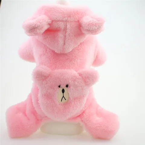 Combinaison Chien Automne Hiver Polaire Épaissie Motif Ours Dessin Animé Vêtements Quatre Pattes Pour Petits Chiens Teddy Bichon