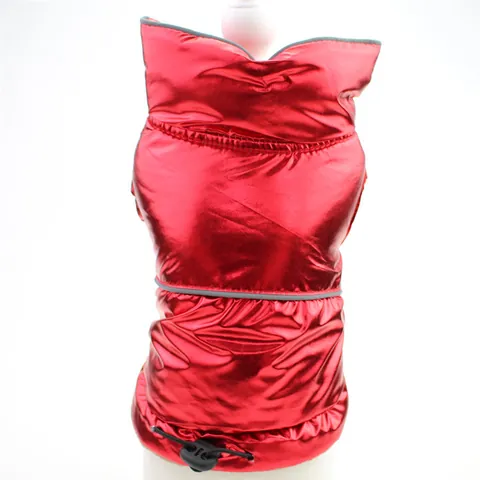 Metallic Pet Dog Winter Vest Thickened Padded Warm Clothes Stand Collar Reflective Strip Adjustable Jacket For Small Medium Dogs