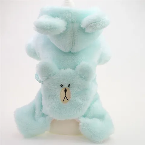 Cute Cartoon Bear Pet Jumpsuit Thickened Fleece Dog Clothes For Small Dogs Teddy Warm Winter Puppy Pajamas Four Legged Outfit