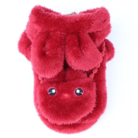 Cartoon Rabbit Ear Hooded Pet Clothes Thickened Warm Polar Fleece Puppy Dog Coat Winter Cat Apparel Small Pet Clothing