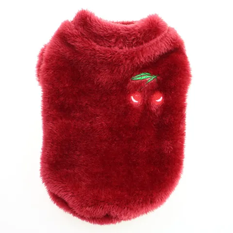 Warm Pluche Huisdier Vest Herfst Winter Hondenkleding Voor Kleine Honden Aardbei Kers Beer Borduren Teddy Bichon Fleece Kat Puppy Top