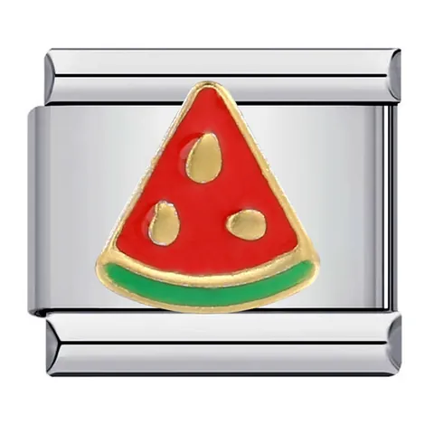 Stainless Steel Italian Charms Fruit Series Vegetable DIY Enamel Bracelet Links Cartoon Modular Links For Jewelry Making