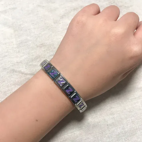 Stainless Steel Purple English Alphabet Italian Charm Links Modular DIY Bracelet Personalized Jewelry Components For Women Men