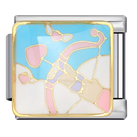 Stainless Steel Italian Charm Modular Links For Bracelet Gold Silver Plated Enamel Heart Text Modular Jewelry Charms For Women