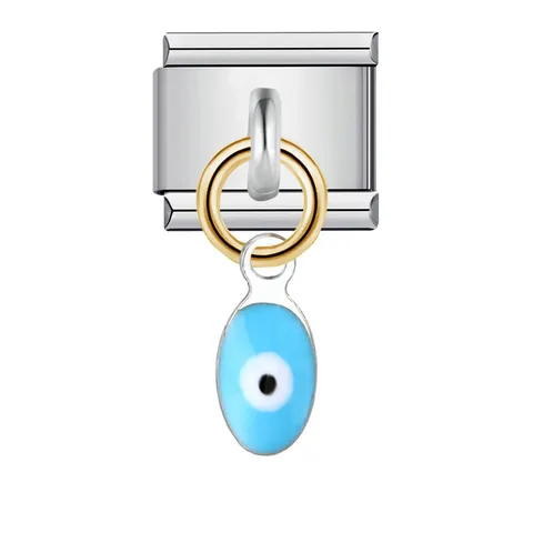 Stainless Steel Italian Charm Link Evil Eye Hamsa Hand Heart Pendant For Modular Elastic Bracelet DIY Jewelry Making Charm Accessory