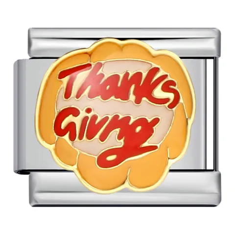 Stainless Steel Thanksgiving Italian Charm Links DIY Enamel Turkey Pumpkin Acorn Autumn Holiday Charms For Bracelet Jewelry Women