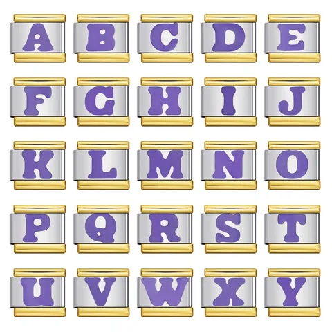 Edelstahl DIY Italienische Charms Links Modulares Armband Zubehör Vergoldet Versilbert Emaille Buchstaben Charms Für Schmuck