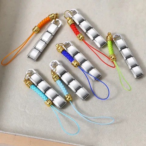 Edelstahl DIY Italienischer Charm-Modul Handykette Vergoldet Geflochtenes Seil Schlüsselanhänger Personalisiertes Modulglied Schmuck Geschenk