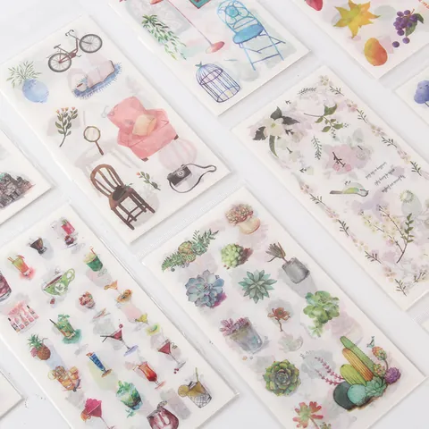 6 Sheets Creative Hand Account Stickers Set Cute Washi Paper DIY Scrapbooking Journal Decoration Stickers for Diary Planner
