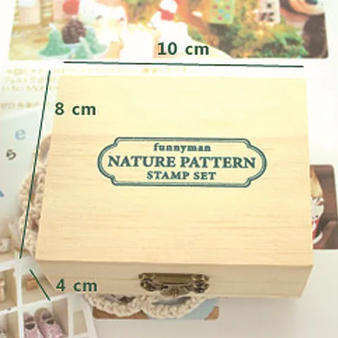 Creative Wooden Stamp Set Vintage Natural Plant And Animal Pattern Rubber Stamps With Wooden Storage Box For Journaling DIY