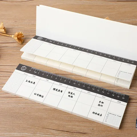 Blocco Pianificatore Settimanale Minimalista Con Righello Integrato Blocco Note Rilegatura Superiore per Organizzatore Scrivania