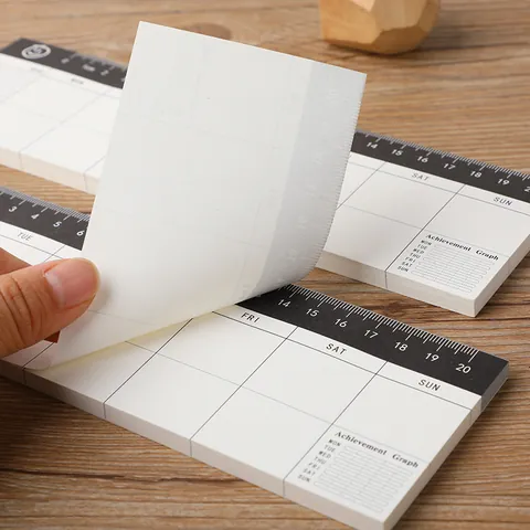 Blocco Pianificatore Settimanale Minimalista Con Righello Integrato Blocco Note Rilegatura Superiore per Organizzatore Scrivania