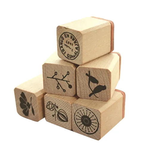 Wooden Rubber Stamp Set Vintage Botanical Plant Floral Design With Wooden Storage Box For Journaling DIY Craft Scrapbooking