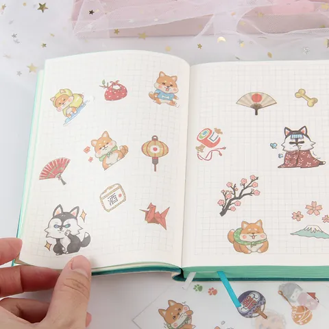 Cute Cartoon Washi Paper Stickers For DIY Journal Scrapbook Planner Aesthetic Decorative Stickers Mermaid Cat Dog Theme