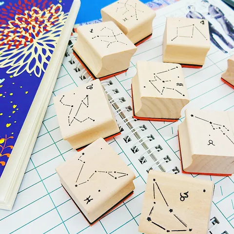 Retro Twelve Constellations Wooden Rubber Stamps Astrological Star Chart DIY Scrapbooking Journal Decorative Crafting Stamps For Diary Album