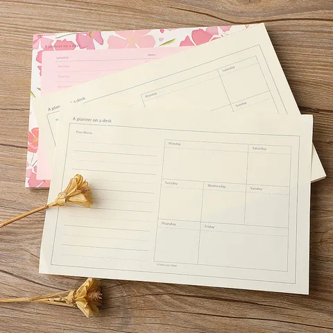Creative Portable Schedule Planner Minimalist Floral Weekly Tear-Off Memo Pad Grid Notebook For Office Students Study Management