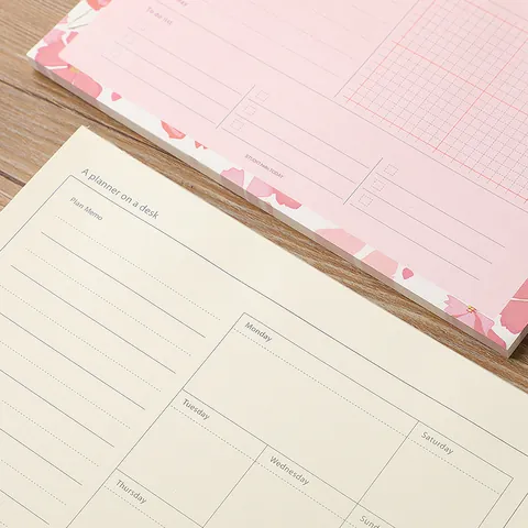 Creative Portable Schedule Planner Minimalist Floral Weekly Tear-Off Memo Pad Grid Notebook For Office Students Study Management