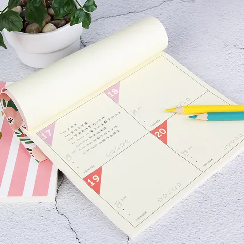 Creative 100 Days Planner Portable Journal Notebook Cute Floral Vertical Stripe Design Daily Schedule Diary For Office School