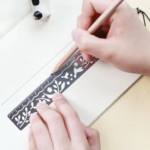 Creative Minimalist Metal Hollow Ruler Bookmark Cute Multifunctional Stationery Reading Page Marker For Office School