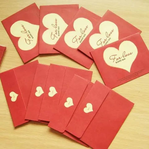 Mini Sobres de Papel Corazón Romántico Soporte para Tarjetas de Regalo Pequeños Sobres de Bendición para Bodas Cumpleaños San Valentín Fiesta
