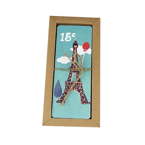Retro Exotic Paper Bookmarks Set Eiffel Tower Architecture Vintage Kraft Box Decorative Bookmarks For Students Reading Gift