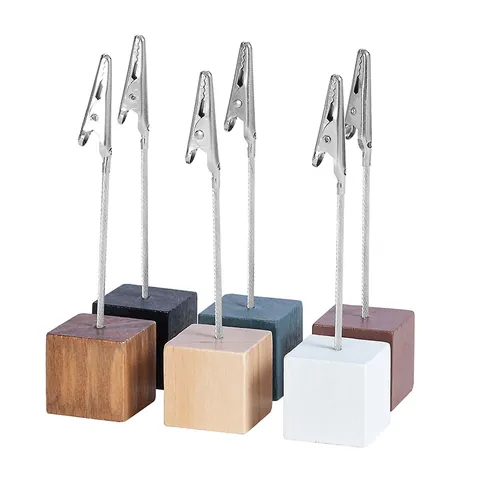 Minimalist Retro Wooden Memo Clip Holder Desktop Photo Card Stand Message Display Holder For Office Home Decor