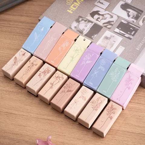 Wooden Botanical Flower Stamp Fresh Floral DIY Decorative Seal For Scrapbooking Diary Journaling Art Crafts Stationery Wooden Stamp