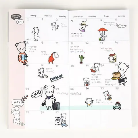 Creative Cute Bear Flat Stickers Transparent PVC Planner Diary Decorative Stickers Stationery Decals For Crafts