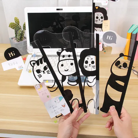 Acrylic Transparent Monitor Side Message Board Cartoon Panda Lion Animal Computer Screen Sticky Note Plate Office Reminder