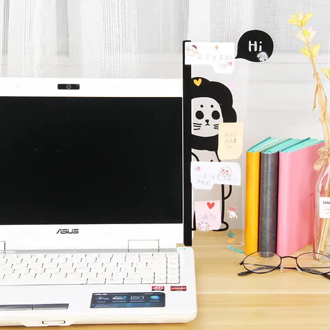 Acrylic Transparent Monitor Side Message Board Cartoon Panda Lion Animal Computer Screen Sticky Note Plate Office Reminder