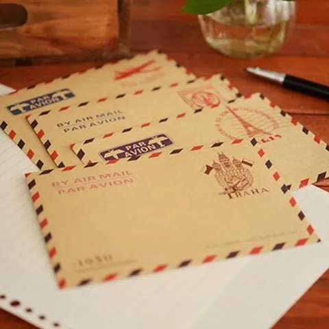 Vintage Kraftpapier Umschläge Luftpost Stil Poststempel Design Für Briefe Schreiben Scrapbooking Dekorative Papier Umschläge