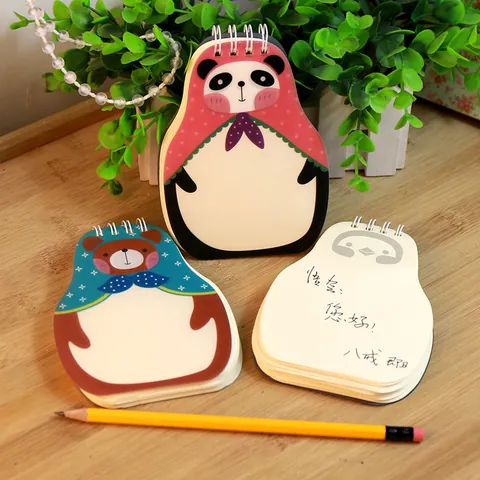 Creative Animal Shaped Spiral Memo Pad Cartoon Rabbit Panda Bear Pattern Paper Notebook Office Stationery Gift