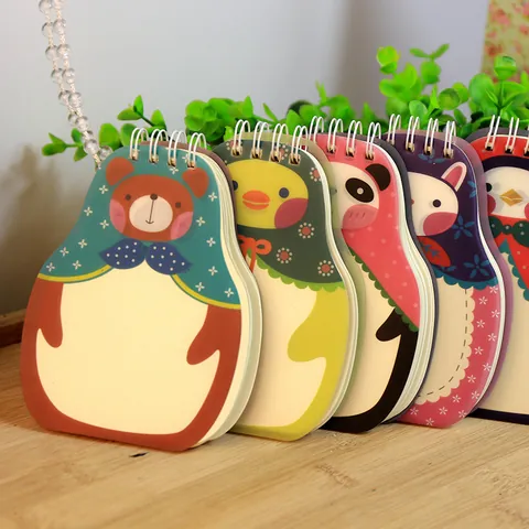 Creative Animal Shaped Spiral Memo Pad Cartoon Rabbit Panda Bear Pattern Paper Notebook Office Stationery Gift