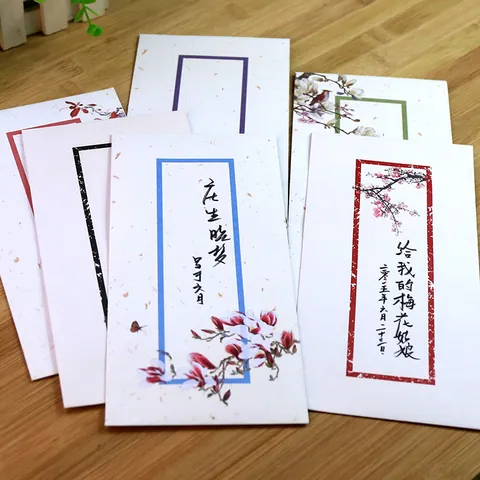Vintage Chinesischer Stil Papier Umschläge Mit Blumen Vögel Tuschmalerei Mustern Für Einladungen Schreibwaren Briefe Grußkarten