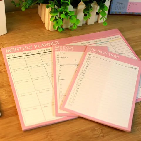 Vintage Flower Bird Kraft Paper Daily Weekly Monthly Schedule Planner Creative Stationery Candy Pink Aesthetic Note Pad