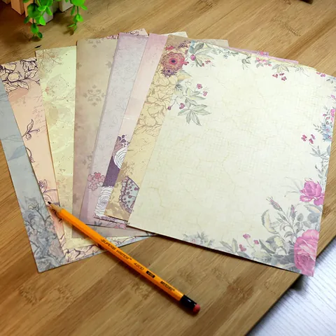 10 Sheets European Pastoral Style Vintage Romantic Floral Letter Paper Botanical Butterfly Pattern Stationery Writing Paper