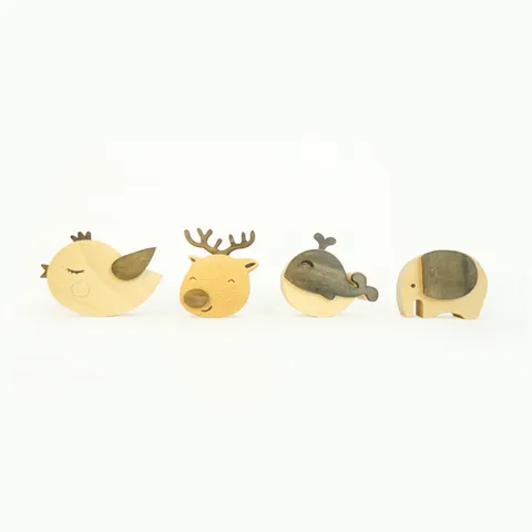 Cute Cartoon Animal Wooden Music Box Beech Wood Mechanical Wind-Up Desktop Ornament Creative Valentine's Day Birthday Gift