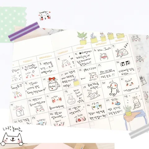 Simpatici Adesivi Coreani Trasparenti con Espressioni Quotidiane PVC Animali Gatti Set Multi-Foglio per Decorazione Diario DIY