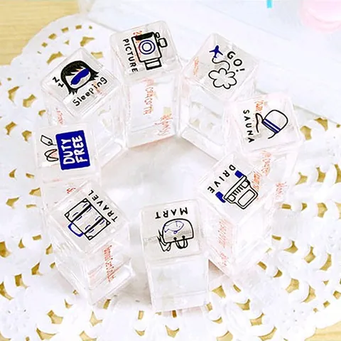 Crystal Mini Stamp Set Transparent Acrylic Cute Diary Scrapbook Decorative Stamps DIY Stationery Supplies Gift