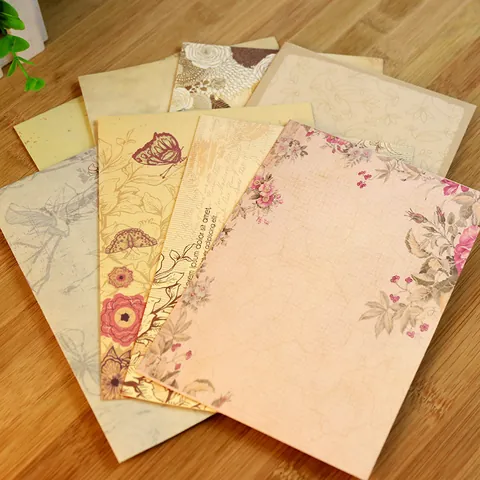 Sobres de Papel Con Patrón Floral de Estilo Europeo Vintage Lenguaje Romántico de Flores Suministros de Envío para Cartas Tarjetas Regalo Invitación Papelería