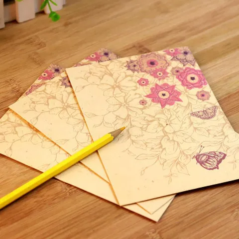 Sobres de Papel Con Patrón Floral de Estilo Europeo Vintage Lenguaje Romántico de Flores Suministros de Envío para Cartas Tarjetas Regalo Invitación Papelería